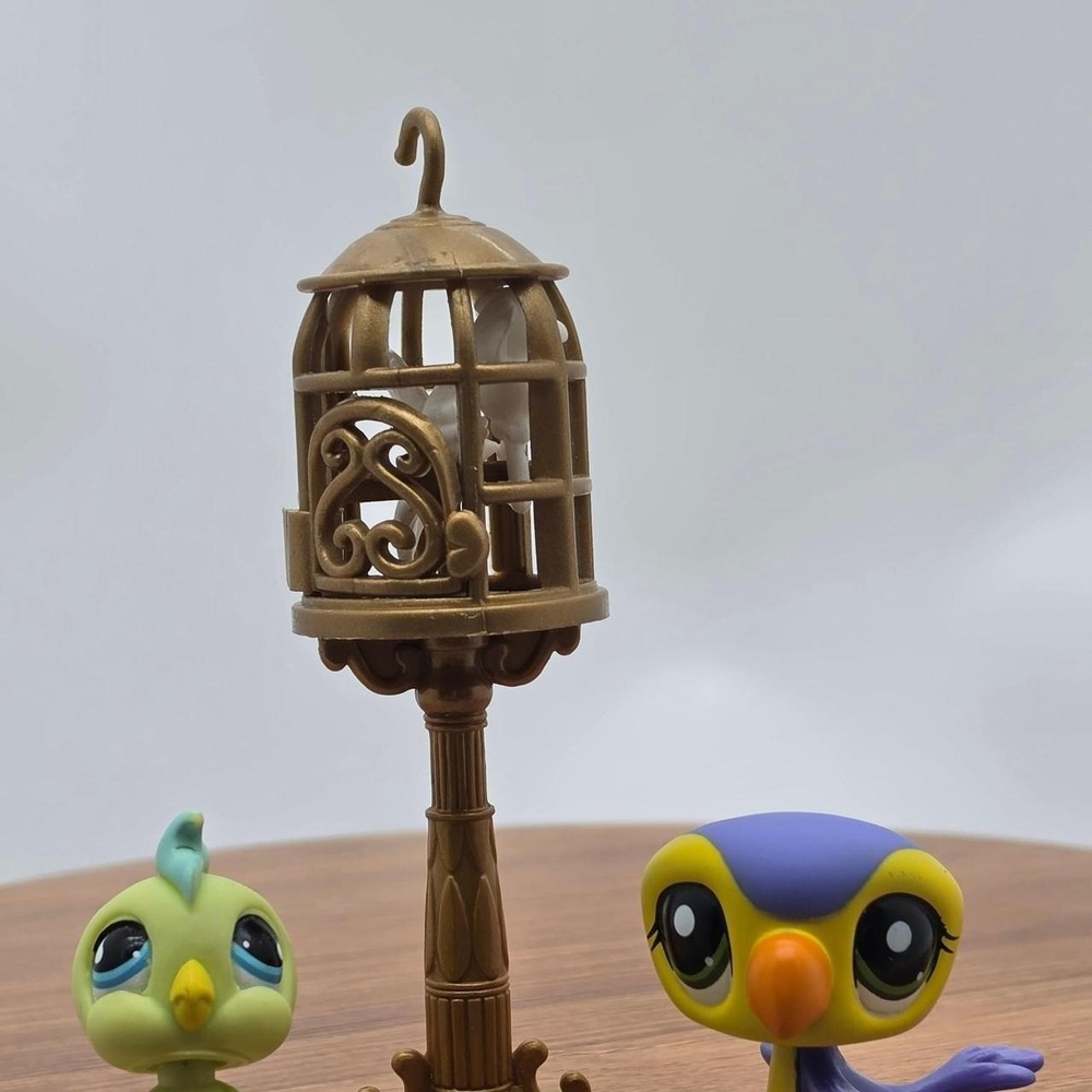 Littlest Pet Shop LPS Toucan & Cockatoo Bird Cage Lot Dollhouse Accessories